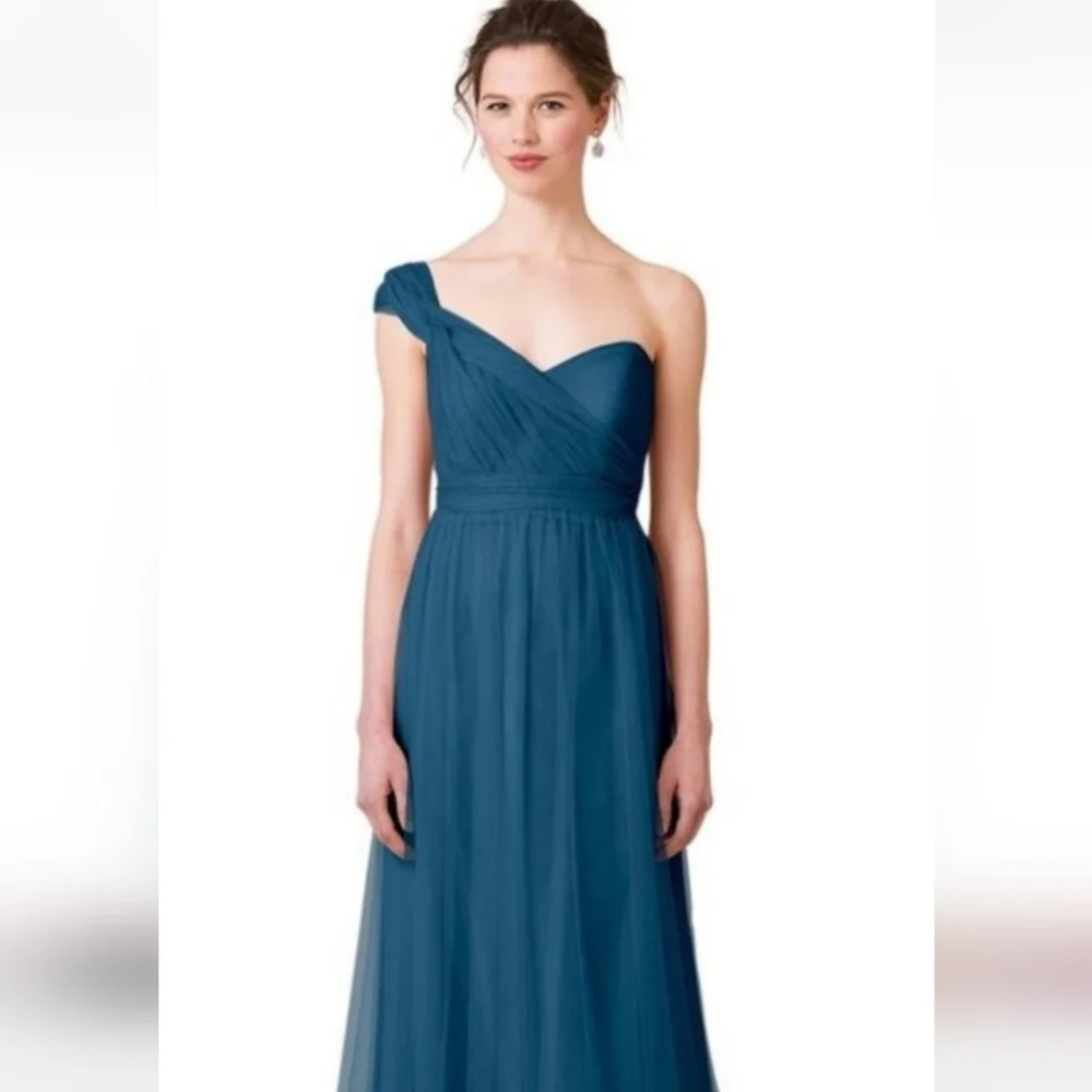 Jenny Yoo Teal One-Shoulder Maxi Dress - Picture 1 of 11